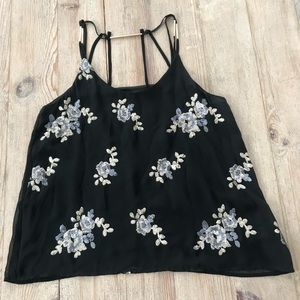 Black floral tank top